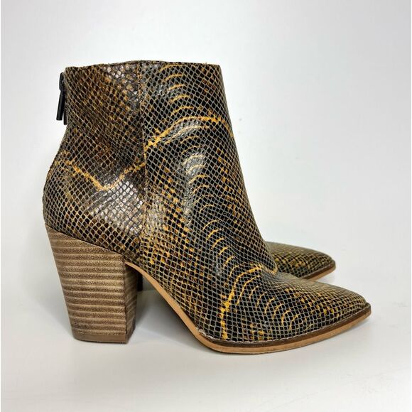 Lucky Brand Adalan Leather Ankle Booties Natural Brazino Snake 7 - Picture 8 of 15